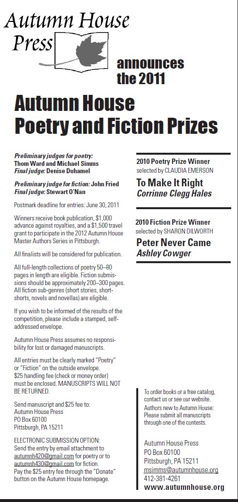 Autumn House Poetry and Fiction Prizes 2011