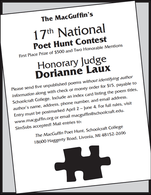 The MacGuffin's 17th National Poet Hunt Contest